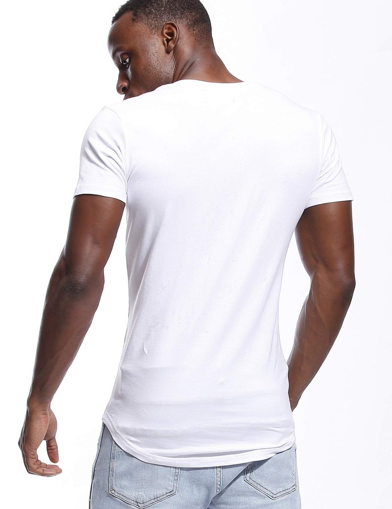 Zbrandy Deep V Neck T Shirt for Men Low Cut Vneck Tee Invisible Tshirt Vee Top White XXL - Image 3